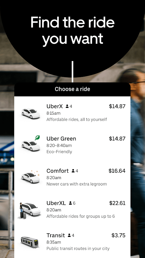 Uber - Request a ride screenshot