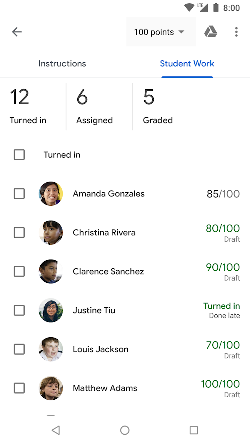 Google Classroom screenshot