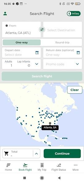 Frontier Airlines screenshot